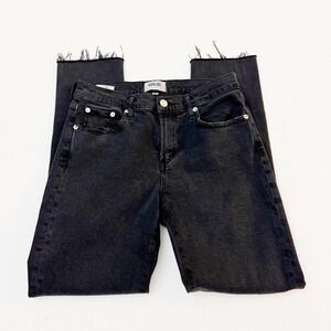 AGOLDE Toni Black Denim Straight Leg Jeans Fringe Hem Size 26 A133D-3002